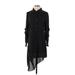 Zara Basic Casual Dress - Shirtdress Collared 3/4 sleeves: Black Polka Dots Dresses - Women's Size X-Small