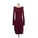 Chaps Casual Dress - Sheath: Burgundy Print Dresses - Women's Size Small