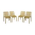 Lot de 4 chaises de jardin en plastique moutarde