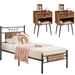 Trent Austin Design® Belteau Bedroom Set Bed Frame & Nightstand 3 PieceSet Of 3 Wood/Metal in Brown | 43.7 H in | Wayfair