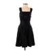 Jessica McClintock Cocktail Dress - A-Line Square Sleeveless: Black Print Dresses - Women's Size 2