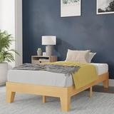 Evelyn Wooden Platform Bed - Natural Pine Finish - - Wooden Slat Support - No Box Spring Required - Easy Assembly