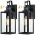 15 H Motion Sensor Outdoor Wall Lantern Motion Sensor Black Wall Mount Light(Set of 2)