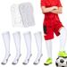 Linkidea Kids Soccer Socks with Shin Guards 2 Pairs Breathable Knee High Socks with Lightweight Shin Pads Long Sleeve Cushion Socks for Child 4-6 Years Over the Calf Soccer Socks (White S)