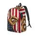 LAKIMCT Retro American Flag Baseball Canvas Backpack for Boys Girls College Laptop Backpack for Women Men Business Travel Casual Bag Student Bookbag for Kids Adults Small