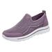 NIEWTR Women s Slip on Walking Shoes Lightweight Non Slip Sneakers - Breathable Knit Mesh Upper - Casual Travel Work Jogging Tennis Shoe(Purple 8.5)