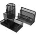 3 Pcs Storage Box Pen Bulk Makeup Brush Canister Paper Letter Tray Document Stand Pencil Organizer for Desk Mesh Holder Simple Metal Office