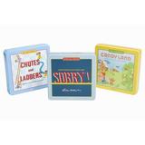 WS Game Company Candy Land Chutes and Ladders and Sorry Nostalgia Tin Collection of Classic Board Games