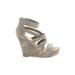 BC Footwear Wedges: Gray Solid Shoes - Women's Size 8 - Open Toe