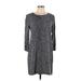 Gap Casual Dress - Sweater Dress: Gray Zebra Print Dresses - Women's Size 10