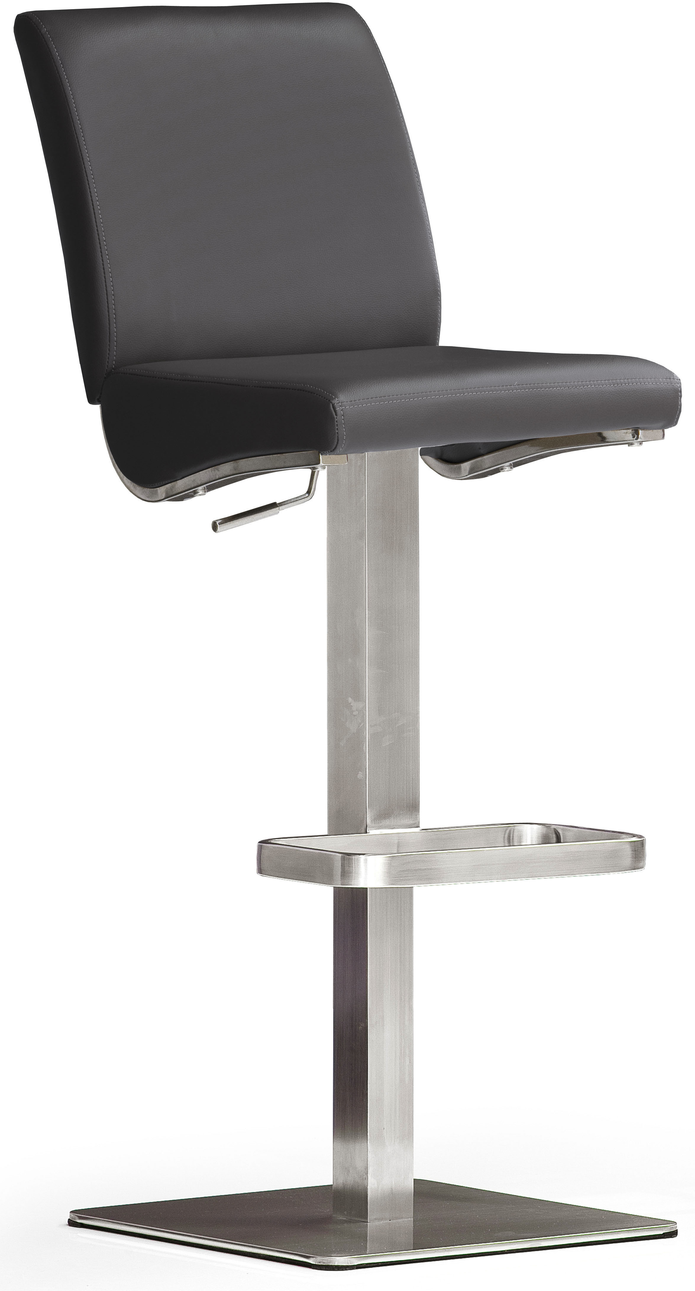 Bistrostuhl MCA FURNITURE "BARBECOOL Barhocker Bistrostuhl Tresenhocker", schwarz (schwarz, edelstahl gebürstet), B:40cm H:87cm T:50cm, Kunstleder, Stühle, Bistrostuhl, mit Rückenlehne, Bodenplatte eckig, 180 drehbar, Sitzhöhe von 55-80cm