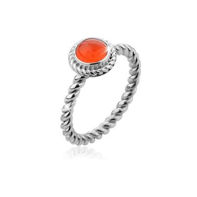 Fingerring NENALINA "Karneol Geburtsstein Juli Trend Edel 925 Silber" Gr. 58, orange, Fingerringe, Damen, 58mm,mit Steinen, Silber 925 (Sterlingsilber), 2mm Image