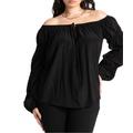 Plus Size Women's Off The Shoulder Detail Blouse by ELOQUII in Black (Size 26)