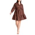 Plus Size Women's Mini Shirt Dress With Belt by ELOQUII in Dark Chestnut (Size 28)
