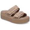 Pantolette CROCS "Brooklyn Low Wedge", Damen, Gr. 37, braun (latte), Croslite, modisch, Schuhe, Plateau, Sommerschuh, Schlappen mit Schnallenverschluss
