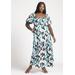 Plus Size Women's Puff Sleeve Tiered Dress by ELOQUII in Geo Leaf (Size 26)