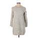 Madewell Casual Dress - Shift Crew Neck 3/4 sleeves: Gray Marled Dresses - Women's Size Small