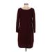 Banana Republic Casual Dress - Sweater Dress: Burgundy Solid Dresses - Women's Size 8