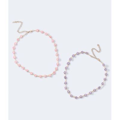 Aeropostale Womens' Floral Beaded Necklace 2-Pack - Multi-colored - Size One Size - Metal