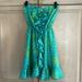Lilly Pulitzer Dresses | Lilly Pulitzer Strapless Blue Green Silk Ruffle Dress Sz 0 | Color: Blue/Green | Size: 0
