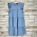 J. Crew Dresses | J.Crew Size 10 Blue Chambray Tiered Ruffle Sleeve Mini Dress Summer Casual | Color: Blue | Size: 10