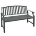 Outsunny Metal Garden Bench w/ Slatted Seat & Back Gray