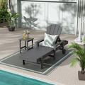 Polytrends Laguna All Weather Poly Pool Outdoor Chaise Lounge - with Side Table (2-Piece) Gray