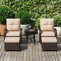 Aoxun 5 Piece Patio Chairs Set Swivel Rocking Chairs for Patio Wicker Bistro Set with ith Ottomans and Side Table Outdoor Swivel Rocker Beige