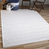 Boucle Collection 403848 Indoor/Outdoor High-Low Jenna Area Rug 5 2 X 7 6 Natural Ivory 5 Ft 2 In X 7 Ft 6