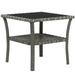 Outsunny Patio Wicker Coffee Table 2-Tier Aluminum frame Side Table Gray