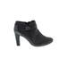 Karen Scott Ankle Boots: Strappy Chunky Heel Casual Black Print Shoes - Women's Size 6 - Round Toe