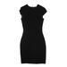 H&M Cocktail Dress - Sheath Crew Neck Short sleeves: Black Print Dresses - Women's Size 2