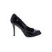 Stuart Weitzman Heels: Pumps Stilleto Cocktail Party Black Print Shoes - Women's Size 8 1/2 - Round Toe