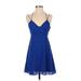 Express Casual Dress - Mini: Blue Solid Dresses - Women's Size 0