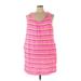 Lands' End Casual Dress - Mini Scoop Neck Sleeveless: Pink Stripes Dresses - Women's Size 3X