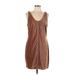 No Boundaries Casual Dress - Shift Scoop Neck Sleeveless: Brown Print Dresses - Women's Size 19