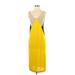 Zara Casual Dress - Midi V-Neck Sleeveless: Yellow Print Dresses - Women's Size Small