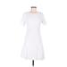 Topshop Cocktail Dress - A-Line Crew Neck Short sleeves: White Print Dresses - Women's Size 8