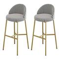 Set of 2 Kitchen Upholstered Bar Stools with Gold Footrest Kitchen Bar Chair Breakfast Chair for Breakfast Bar, Counter, Kitchen and Home,Black,75cm