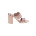 Journee Collection Mule/Clog: Slip-on Chunky Heel Casual Pink Print Shoes - Women's Size 7 - Open Toe
