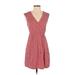 Forever 21 Casual Dress - Wrap: Red Floral Motif Dresses - Women's Size Small