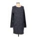 Banana Republic Casual Dress - Sweater Dress Crew Neck Long sleeves: Gray Marled Dresses - Women's Size Small