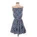 Entro Casual Dress - DropWaist: Blue Damask Dresses - Women's Size Small