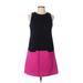 Eliza J Casual Dress - Mini Crew Neck Sleeveless: Pink Color Block Dresses - Women's Size 10