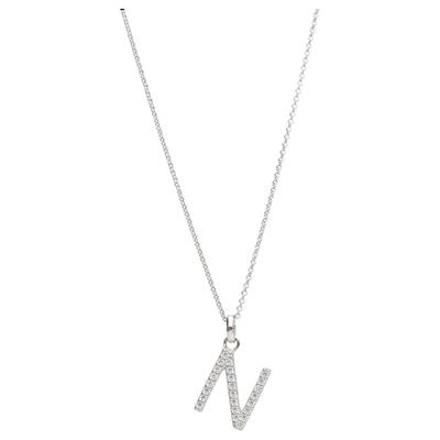 Kette mit Anhänger SMART JEWEL "Buchstabe N mit Zirkonia Steine, Silber 925", silber, Halsketten, Damen, 45cm, Silber 92