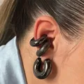 Uworld-Boucles d'oreilles créoles épaisses pour femme plaqué noir acier inoxydable 361L Hypo