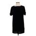 Ecote Casual Dress - Mini Crew Neck Short sleeves: Black Print Dresses - Women's Size X-Small