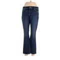 Arizona Jean Company Jeans - Mid/Reg Rise Flared Leg Boyfriend: Blue Bottoms - Women's Size 13 - Dark Wash