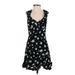 Free People Casual Dress - Mini Plunge Sleeveless: Black Floral Dresses - Women's Size X-Small