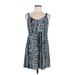 Soma Casual Dress - A-Line V Neck Sleeveless: Blue Dresses - Women's Size Medium